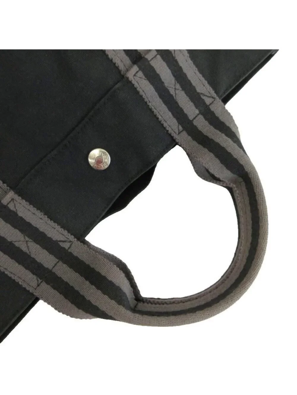 Hermes Fourre Tout MM Tote Hand Canvas Stripe Black